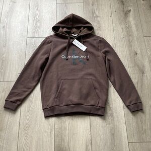 Calvin Klein Jeans Hoodie Chocolate Brown NWT Women’s Small Fleece Sweatshirt 🤎